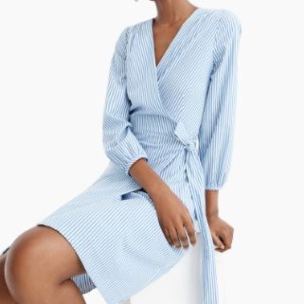 Jcrew Blue Stripe Wrap Dress - NWT - Sz 0
